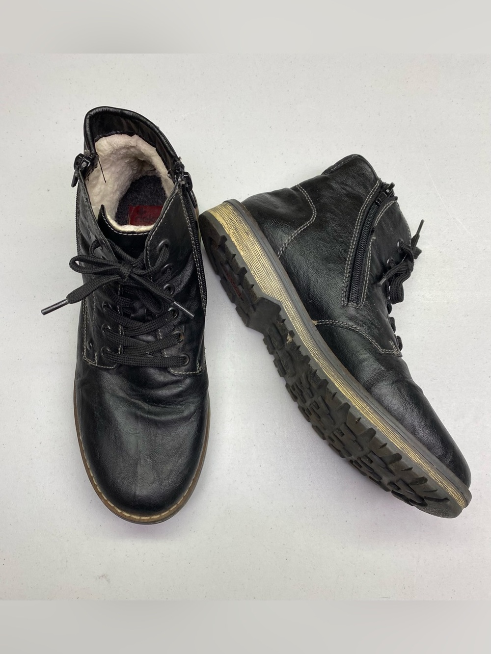 Rieker Black Leather Combat Boots Size 40 (US 9-9.5)  Summer Sale